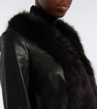 Nour Hammour Sofie shearling-trimmed leather jacket