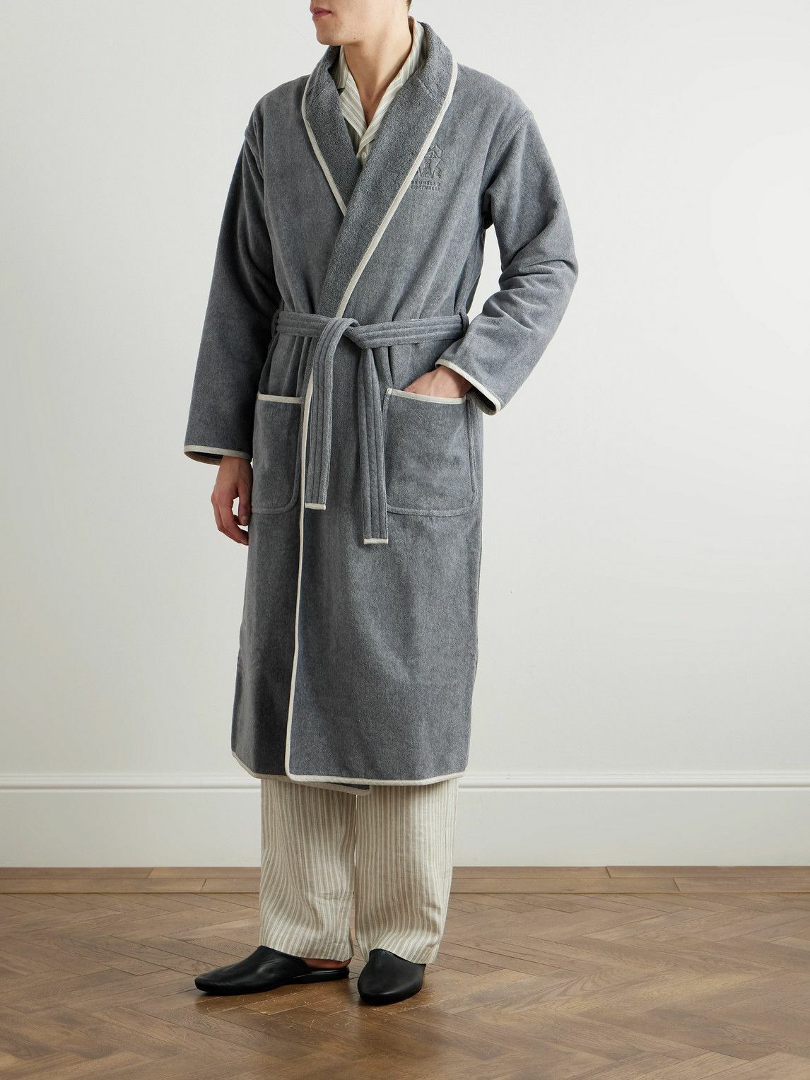 Brunello Cucinelli - Cotton-Chenille Bathrobe - Gray