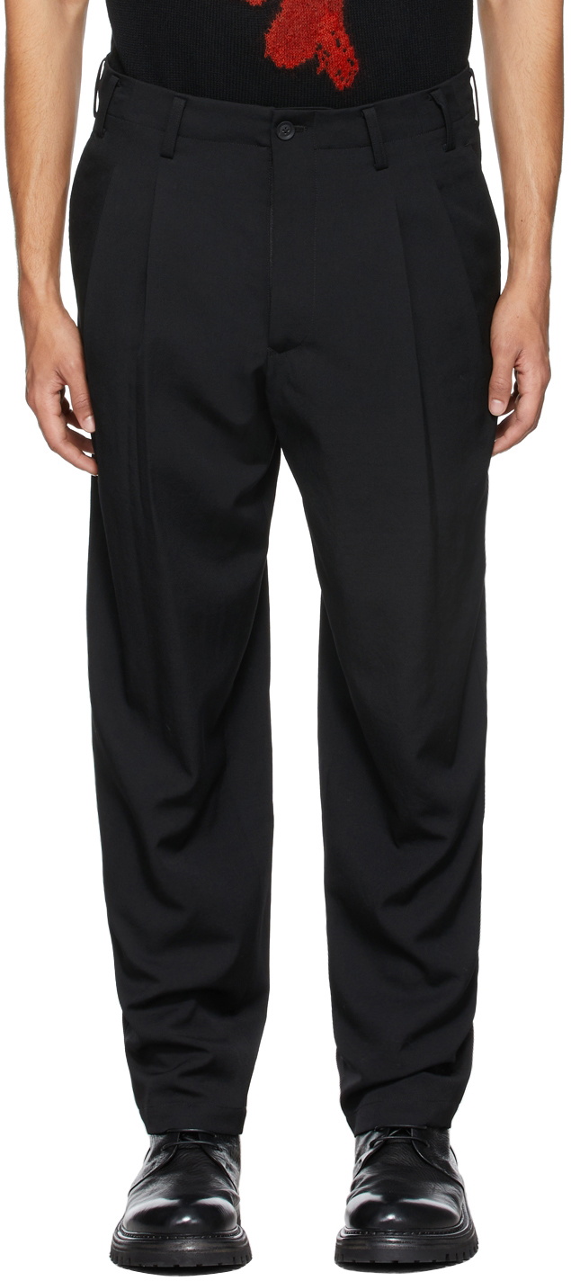 Yohji Yamamoto Black Gabardine 2Tuck Trousers Yohji Yamamoto