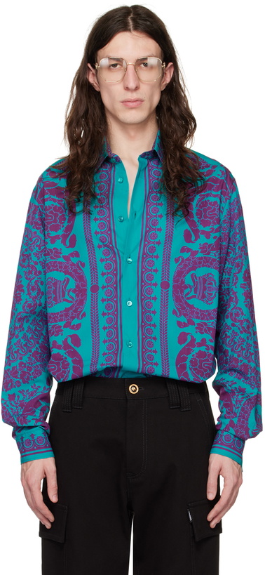 Photo: Versace Blue & Purple Barocco Shirt