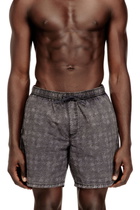 Diesel Swim shorts with faded houndstooth pattern - Swim shorts Mens in Grey