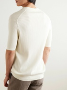 Sunspel - Ribbed Mulberry Silk and Organic Cotton-Blend Polo Shirt - Neutrals