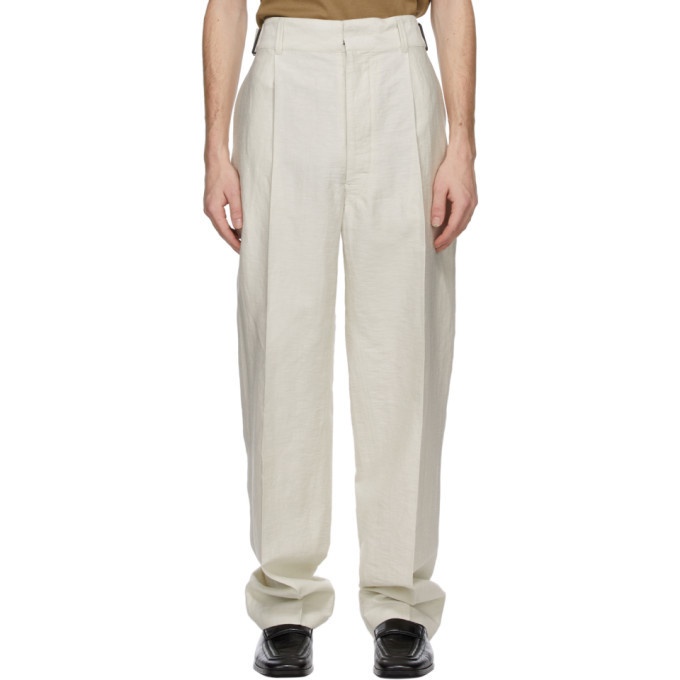 Lemaire Off-White Pleated Military Chino Trousers Lemaire
