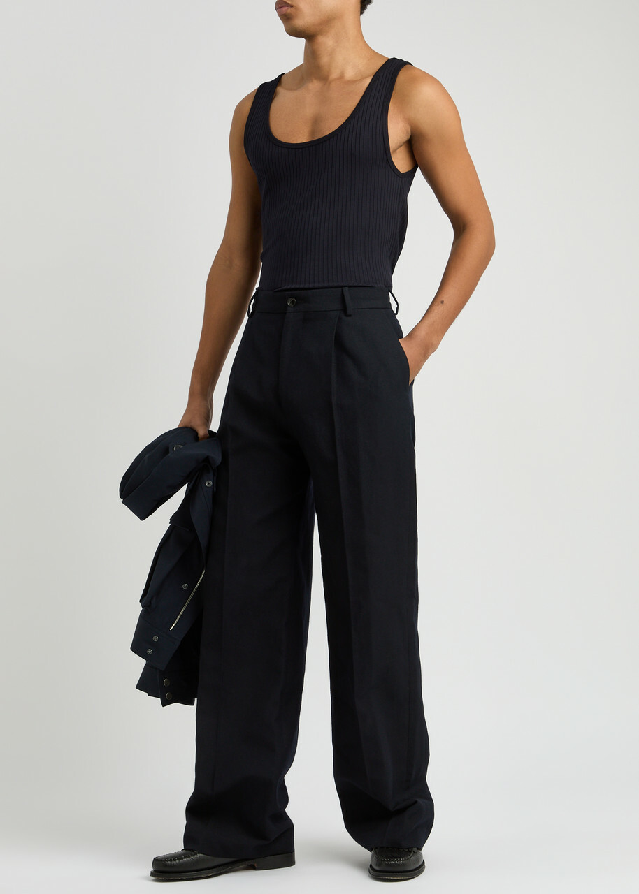 Dries Van Noten Holly Ribbed Jersey Vest Navy