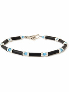 Peyote Bird - Brendan Silver, Turquoise and Onyx Beaded Bracelet