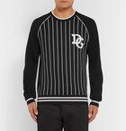 Dolce & Gabbana - Appliquéd Striped Cotton-Blend Sweater - Black