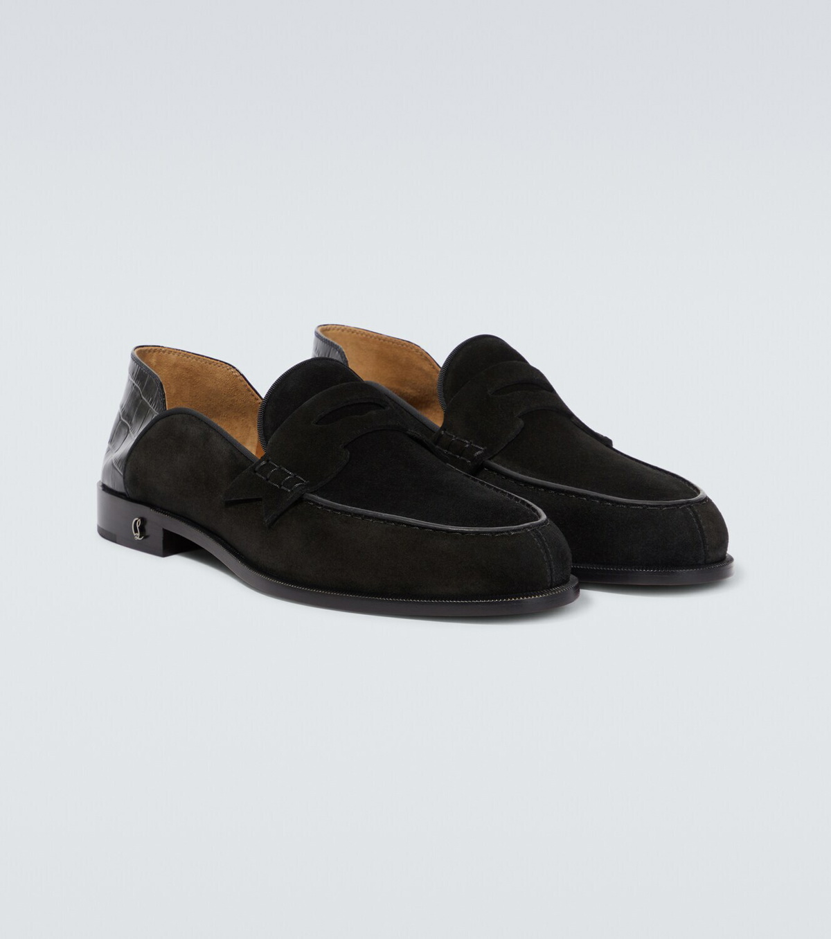 Christian Louboutin Penny No Back suede and croc-effect loafers ...