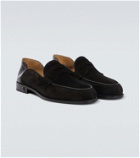 Christian Louboutin Penny No Back suede and croc-effect loafers