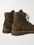 Officine Creative - Boss Leather-Trimmed Suede Boots - Brown