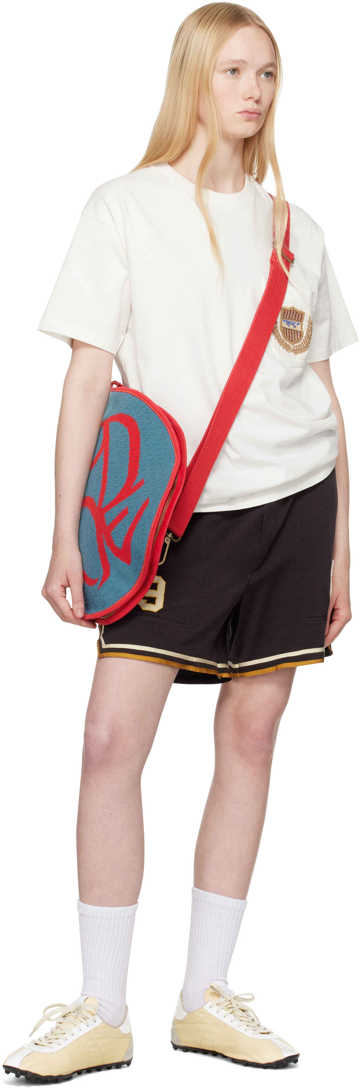 Bode Blue & Red Needlepoint Racquet Sleeve Bag