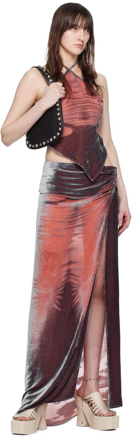 Masha Popova Red & Black Printed Maxi Skirt