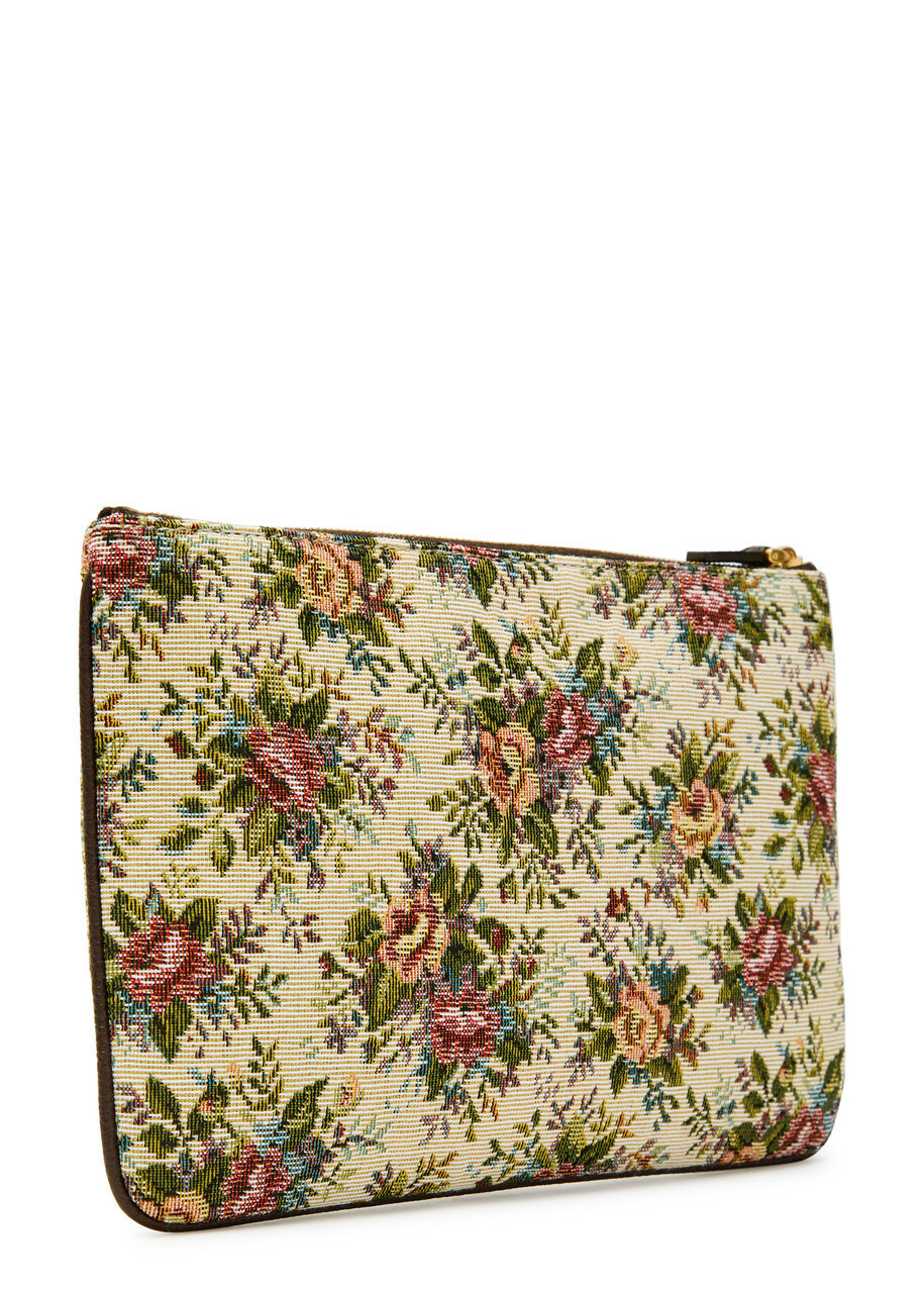 Valentino Garavani Floral-jacquard Woven Pouch - Cream - One Size