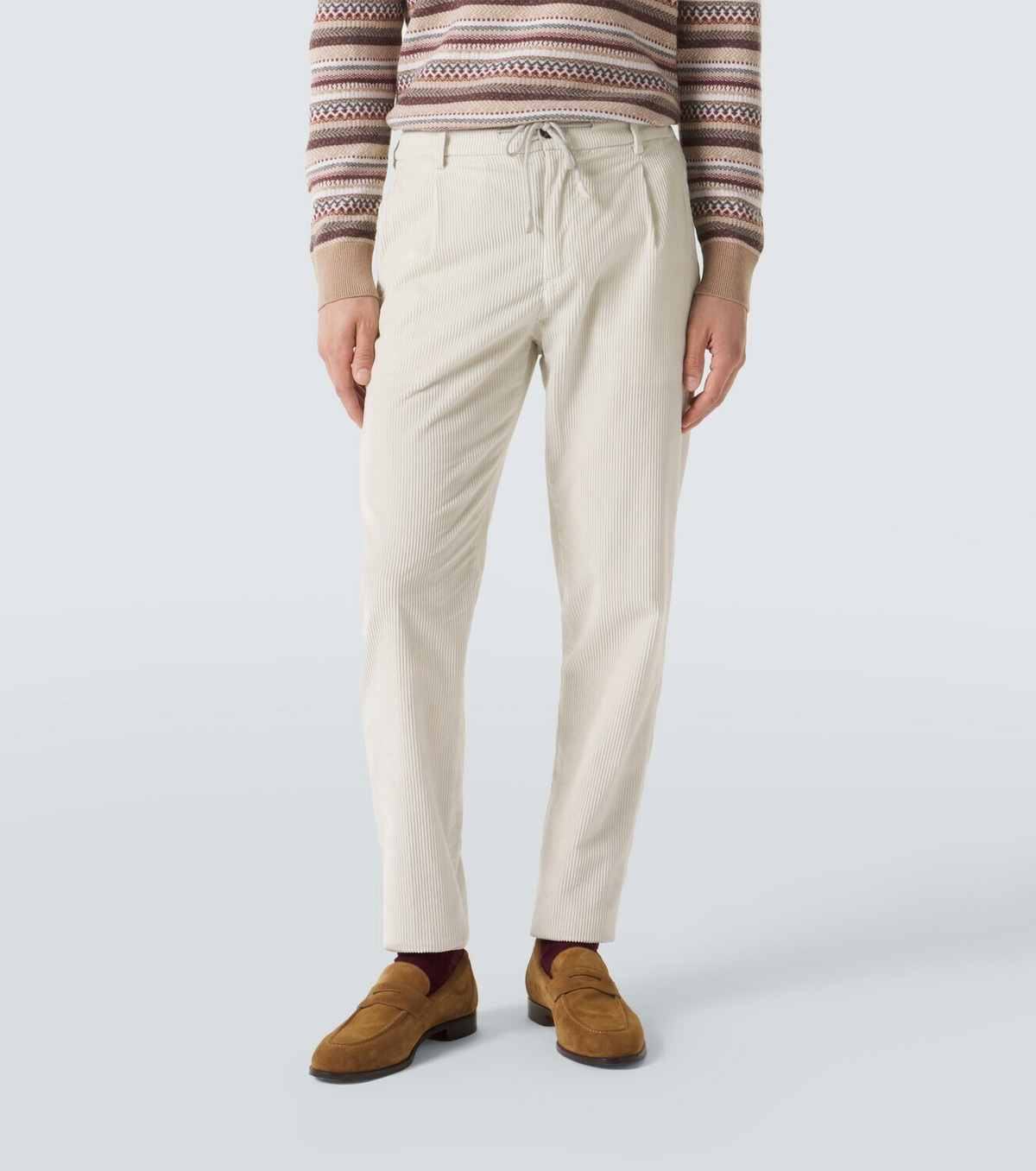 Eleventy Cotton and cashmere corduroy straight pants