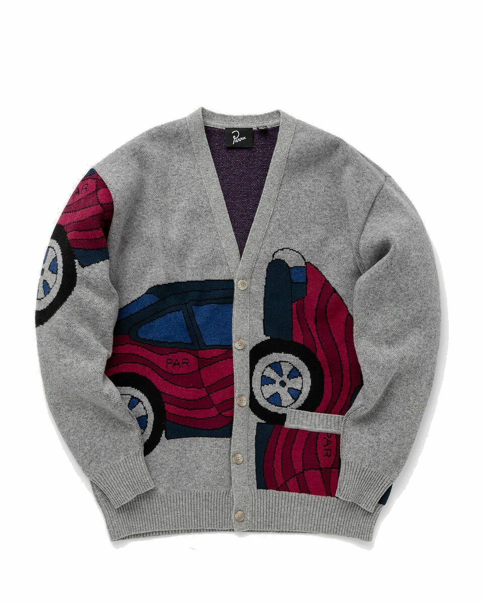Photo: By Parra No Parking Knitted Cardigan Grey/Red - Mens - Zippers & Cardigans