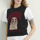 GANNI Women's Graphic Wool Vest in Black Sand
