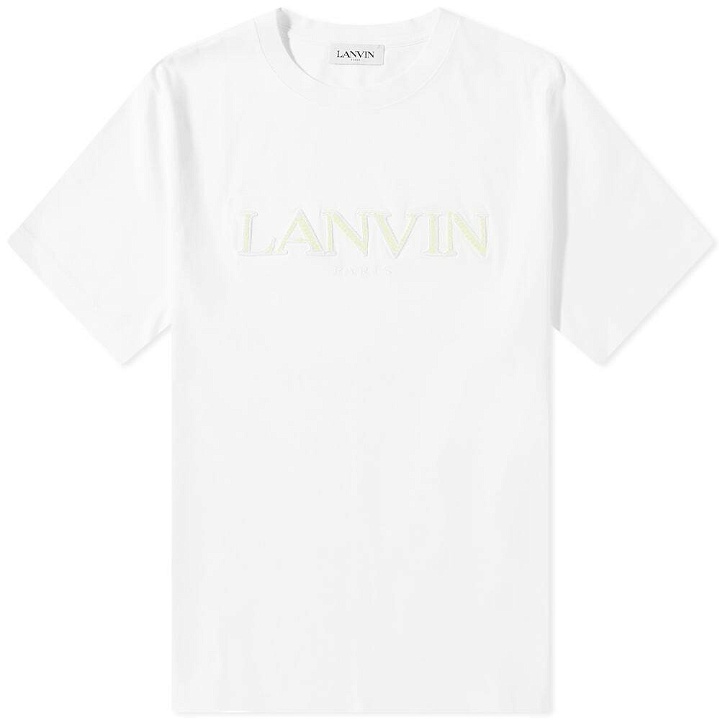 Photo: Lanvin Men's Tonal Embroidered Logo T-Shirt in Optic White