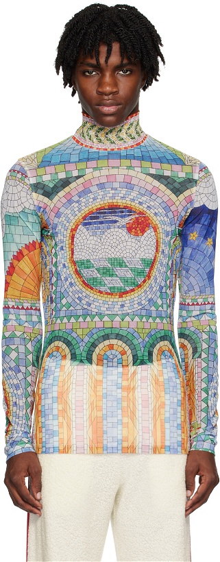Photo: Casablanca Multicolor 'Mosaic De Damas' Long Sleeve T-Shirt
