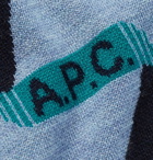 A.P.C. - Logo-Intarsia Mélange Merino Wool Sweater - Men - Blue