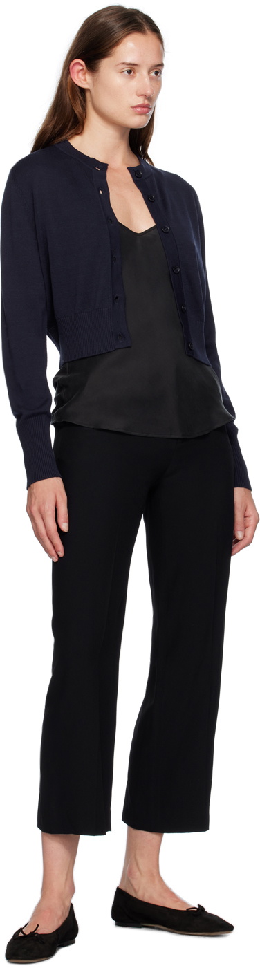 Silk Laundry Navy Cropped Cardigan