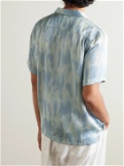 Frescobol Carioca - Roberto Camp-Collar Printed Silk-Satin Shirt - Blue