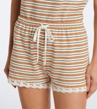 Posse Maeve lace-trimmed striped cotton shorts