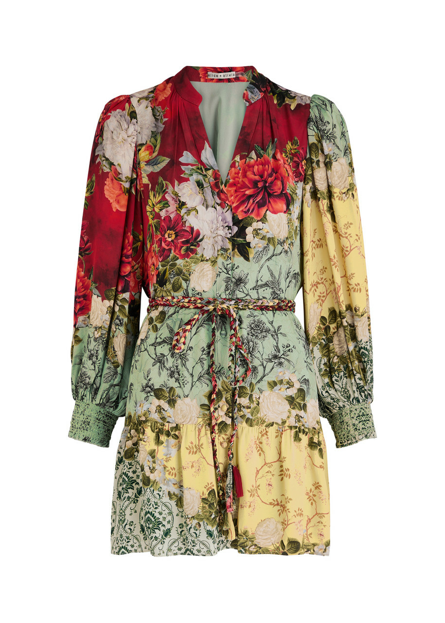 Alice + Olivia Antonette Floral-print Mini Dress