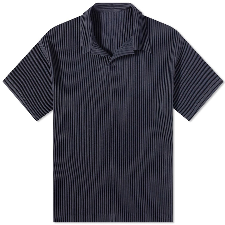 Photo: Homme Plissé Issey Miyake Men's Pleated Polo Shirt in Navy