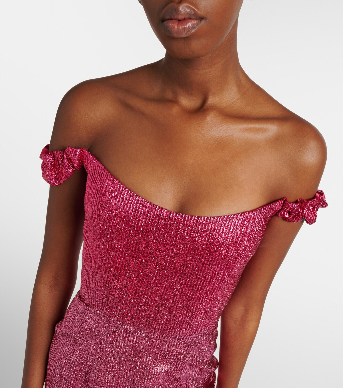 Markarian Amina floral lamé corset dress