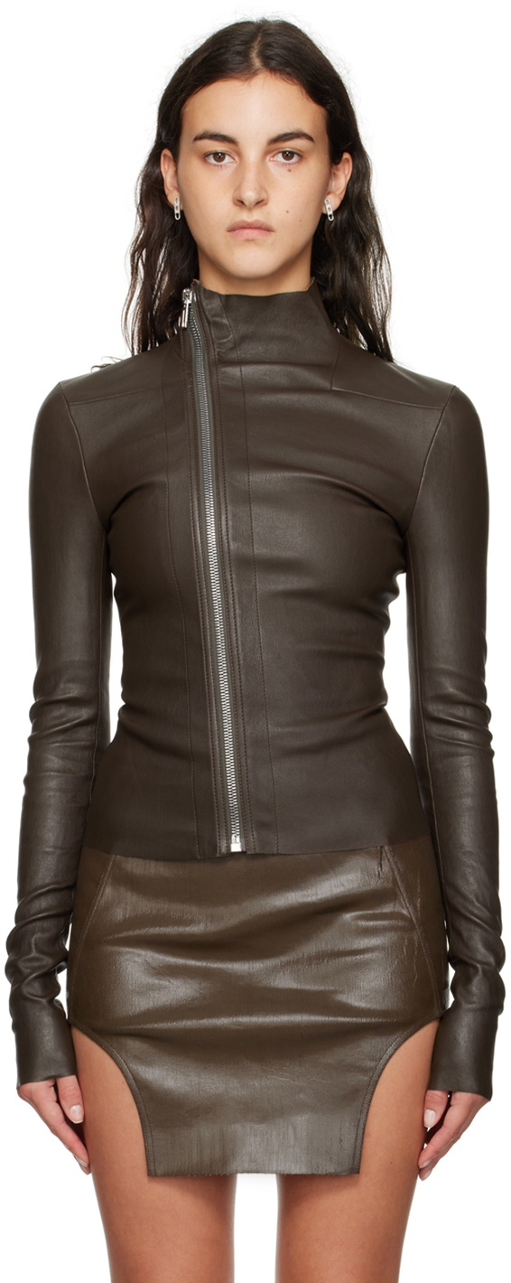 Rick Owens Brown Gary Leather Jacket Rick Owens