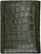 TOM FORD Green Printed Croc Folding Card Holder