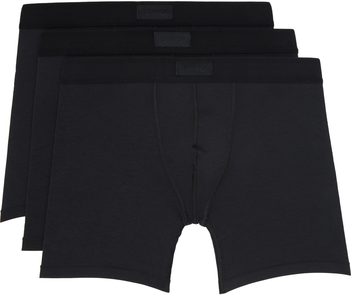 SKIMS Three-Pack Black SKIMS Cotton 5 Boxer Briefs