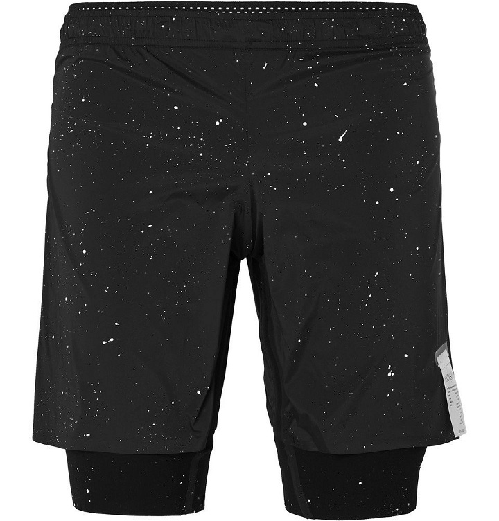 Photo: Satisfy - Trail Printed 2-In-1 Stretch-Jersey Running Shorts - Men - Black