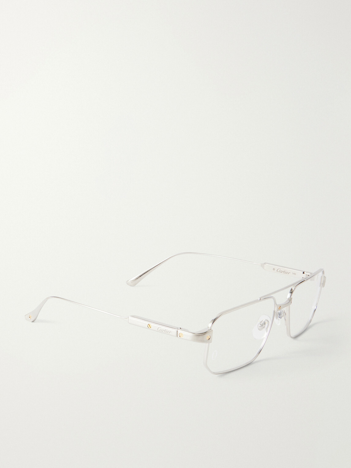 Cartier Eyewear - Santos de Cartier Aviator-Style Silver-Tone Glasses - Silver