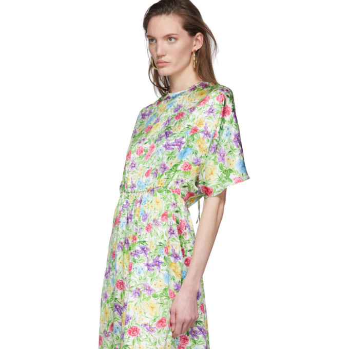 les reveries floral satin dress Les Reveries High-Neck Silk Bias Floral-Print Dress