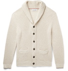 Brunello Cucinelli - Shawl-Collar Contrast-Tipped Ribbed Cotton and Linen-Blend Cardigan - Neutrals