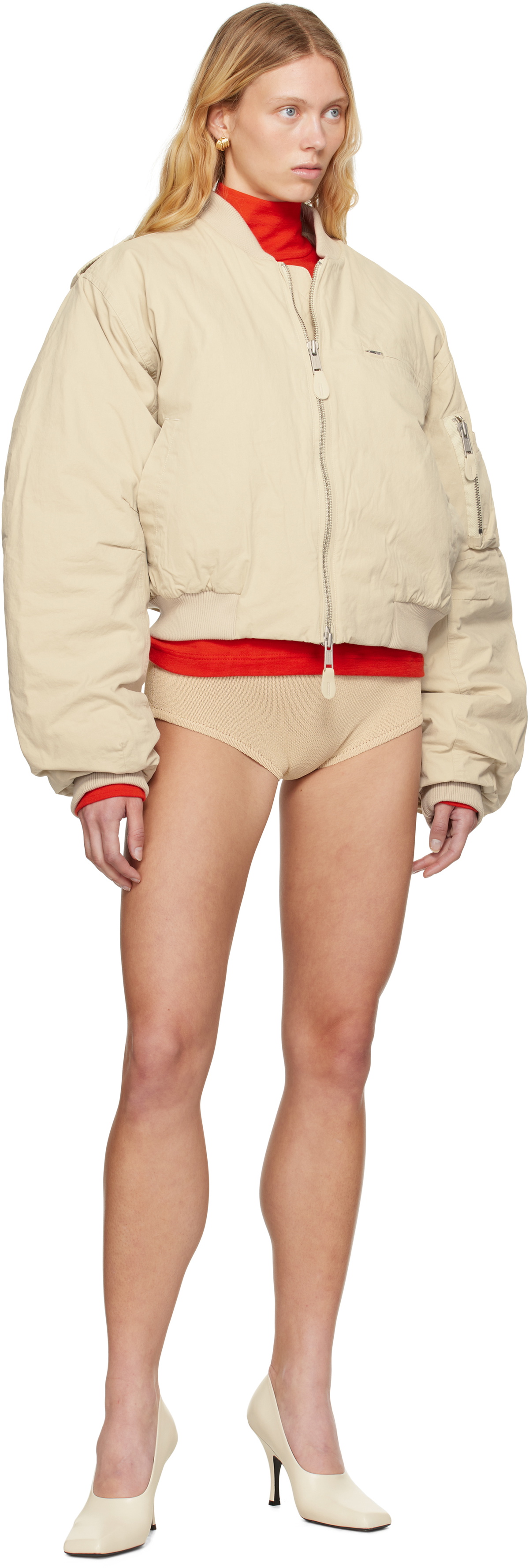 Entire Studios Beige A-4 Bomber Jacket