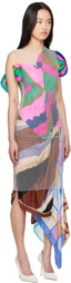 Marine Serre Multicolor Regenerated Silk Scarves Fitted Maxi Dress