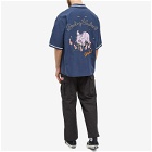 Kenzo Paris Men's Bowling Elephant Vacation Shirt in Midnight Blue