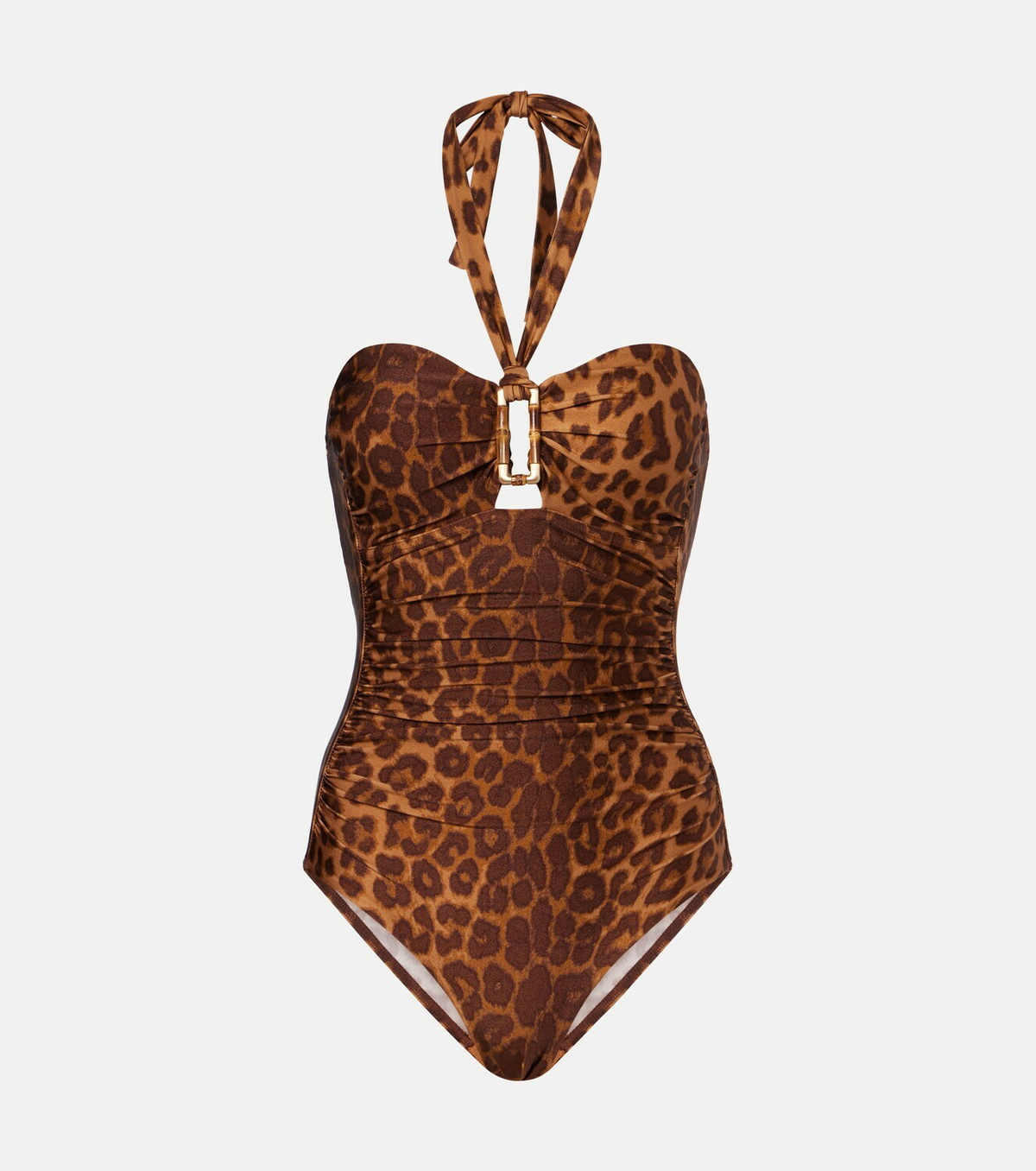 Zimmermann Mahon leopard-print halterneck swimsuit