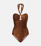 Zimmermann Mahon leopard-print halterneck swimsuit