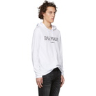 Balmain White Logo Hoodie