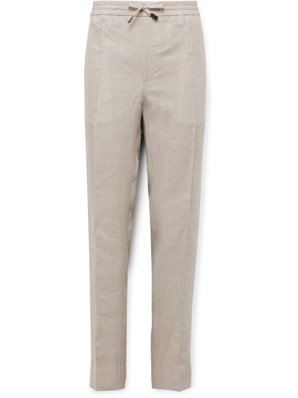 Photo: Brioni - Sidney Tapered Linen Drawstring Trousers - Neutrals