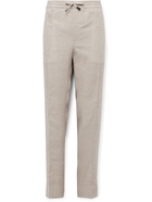 Brioni - Sidney Tapered Linen Drawstring Trousers - Neutrals