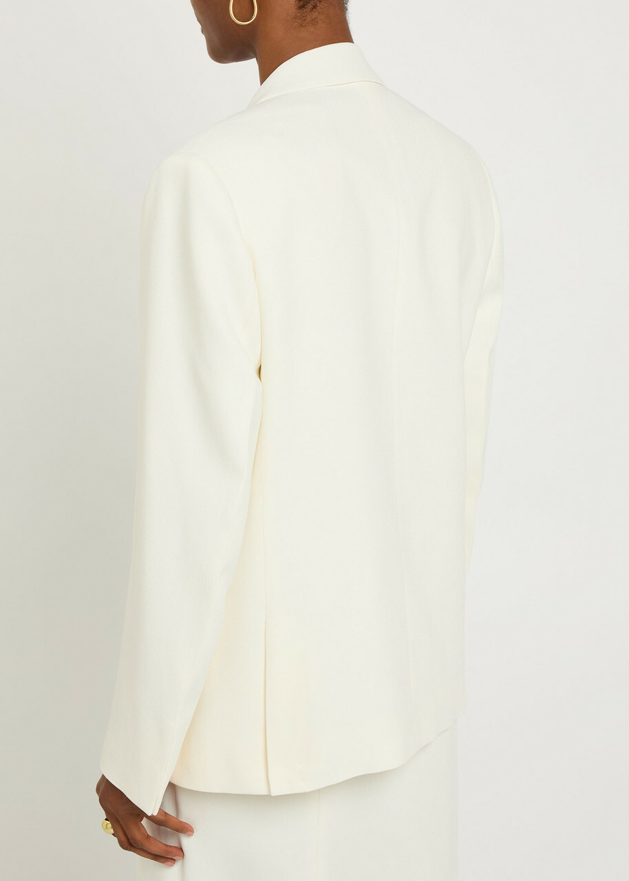 Victoria Beckham Double-breasted Twill Blazer Ivory