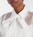 Elie Saab Tie-neck cotton and silk-blend blouse