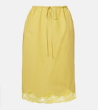 Saint Laurent Lace-trimmed cotton and silk midi skirt