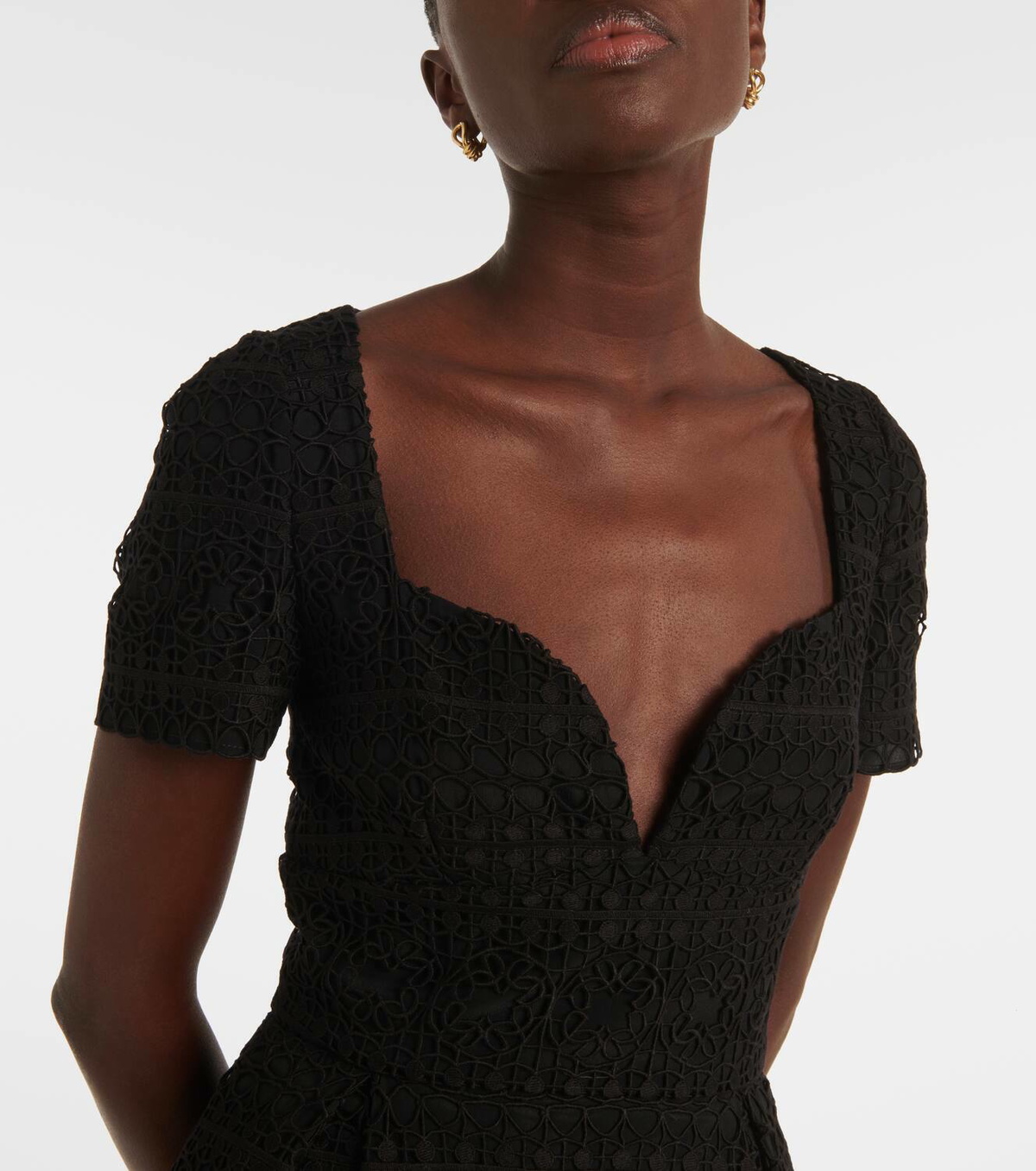 elie saab macrame midi dress Elie Saab - - Strapless Macrame Midi Dress - Black