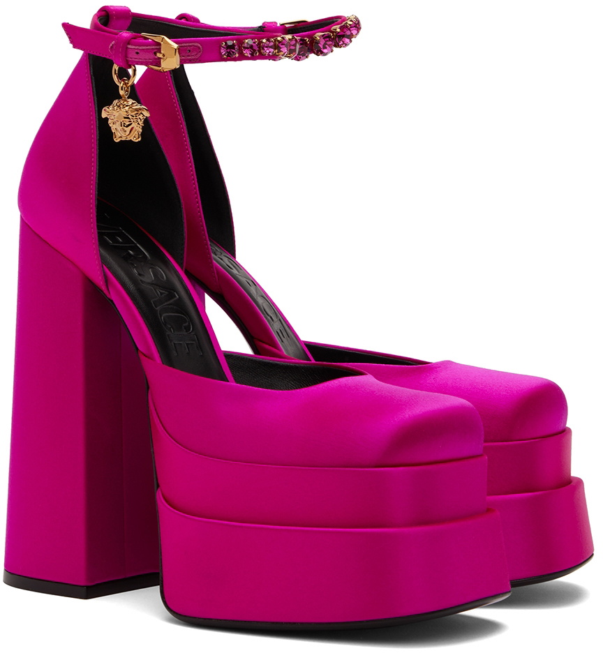 Versace Pink Medusa Aevitas Platform Heels Versace