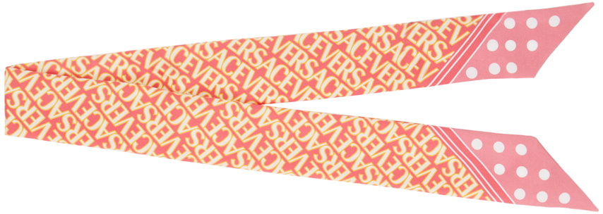 Versace Pink Logo Neck Bow Scarf