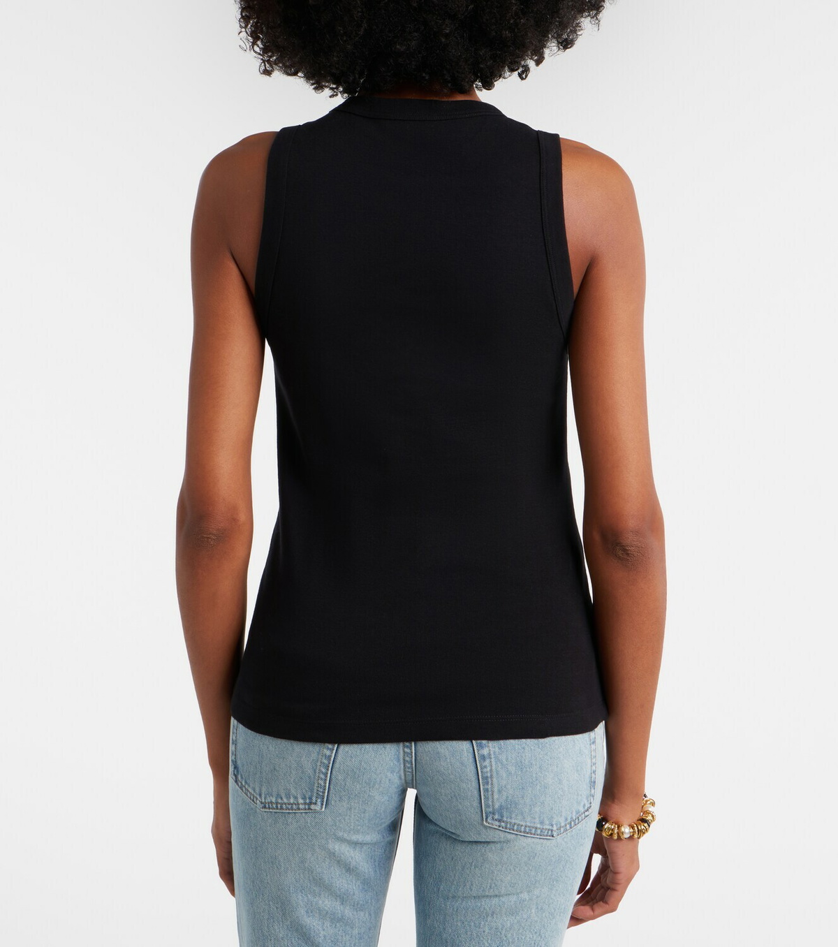 Saint Laurent Cassandre ribbed-knit cotton tank top